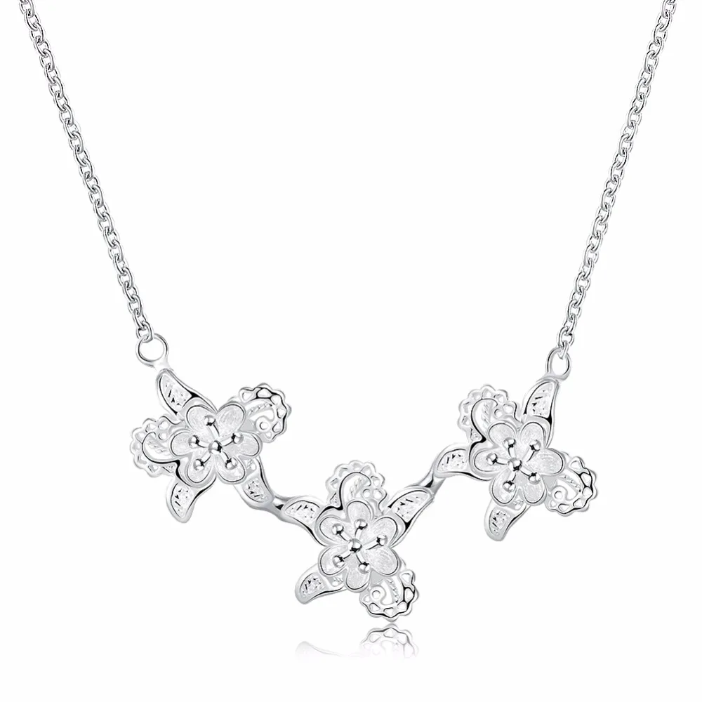 Женщин себе ювелирные изделия свадебное ожерелье посеребренные цепочки цветок
