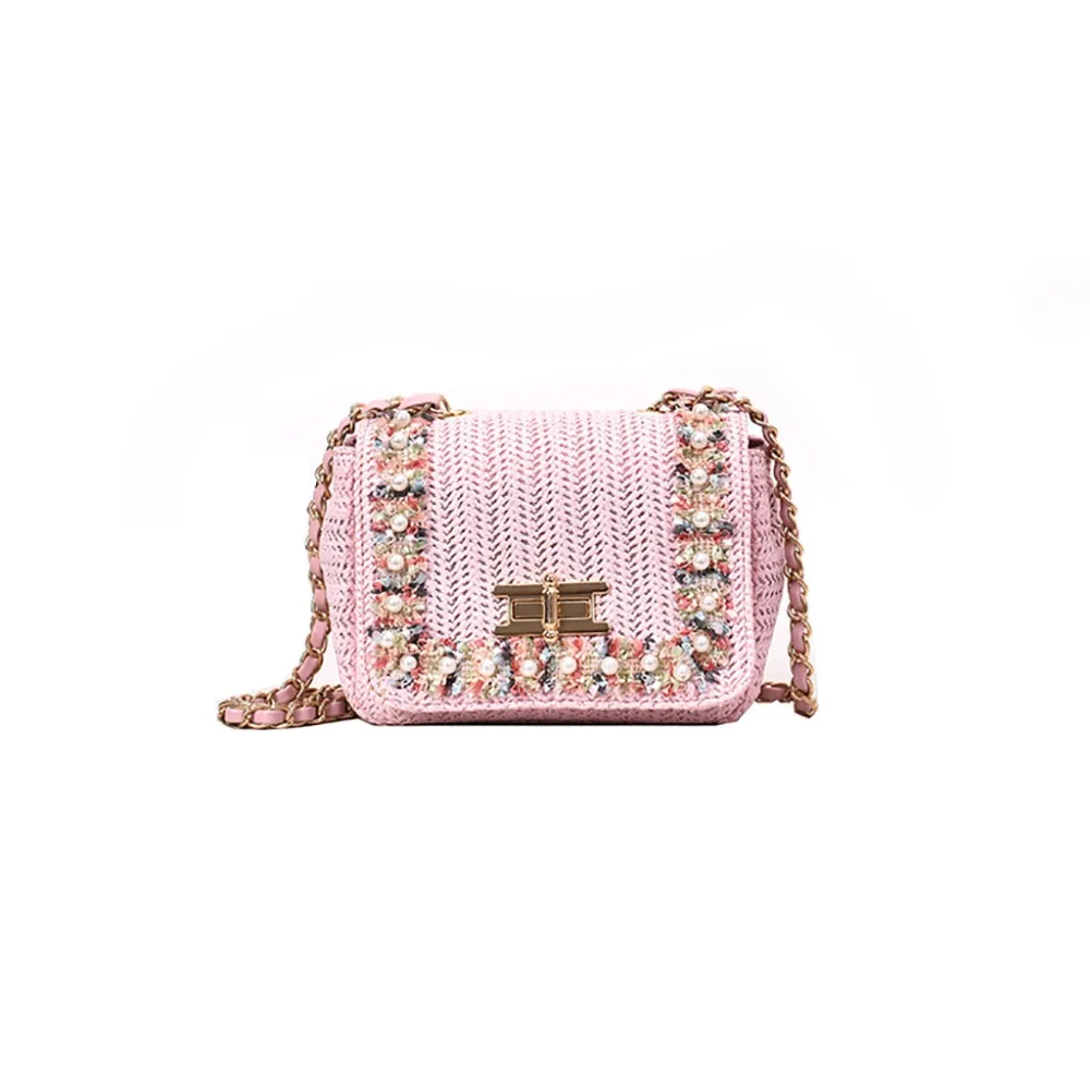 Женская простая модная сумка через плечо с цепочкой из жемчуга летняя новая на