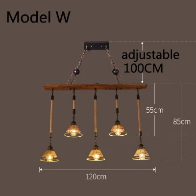 Model W with bulb Ретро-бар, промышленная ветровая люстра, лофт из твердой древесины, индивидуальная ресторанная бар, промышленная кофейня, промышленная люстра - Цвет корпуса: Model W with bulb