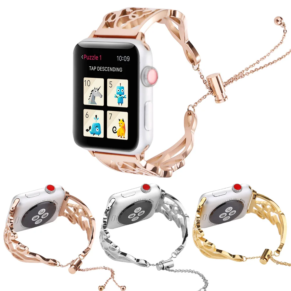 Роскошный женский браслет для Apple Watch SE Band Series 6 5 4 3 2 ремешок 40 мм 44 38 42 регулируемый