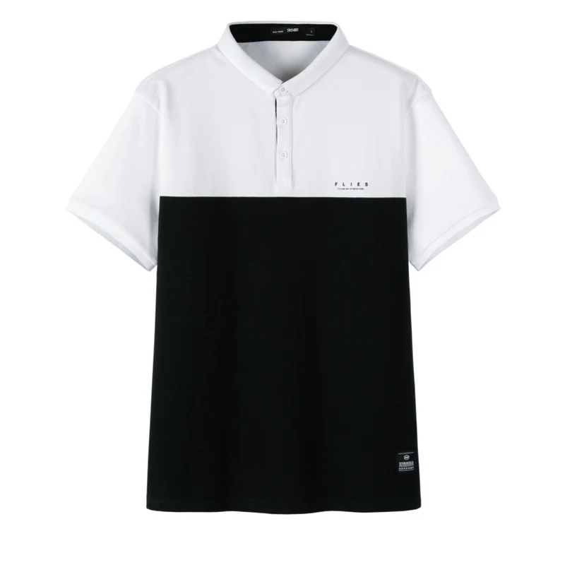 SEMIR, Мужская рубашка поло, лето, цвет, контрастная строчка, тренд, мужская рубашка поло с буквенным принтом, Студенческая рубашка поло - Цвет: black and white