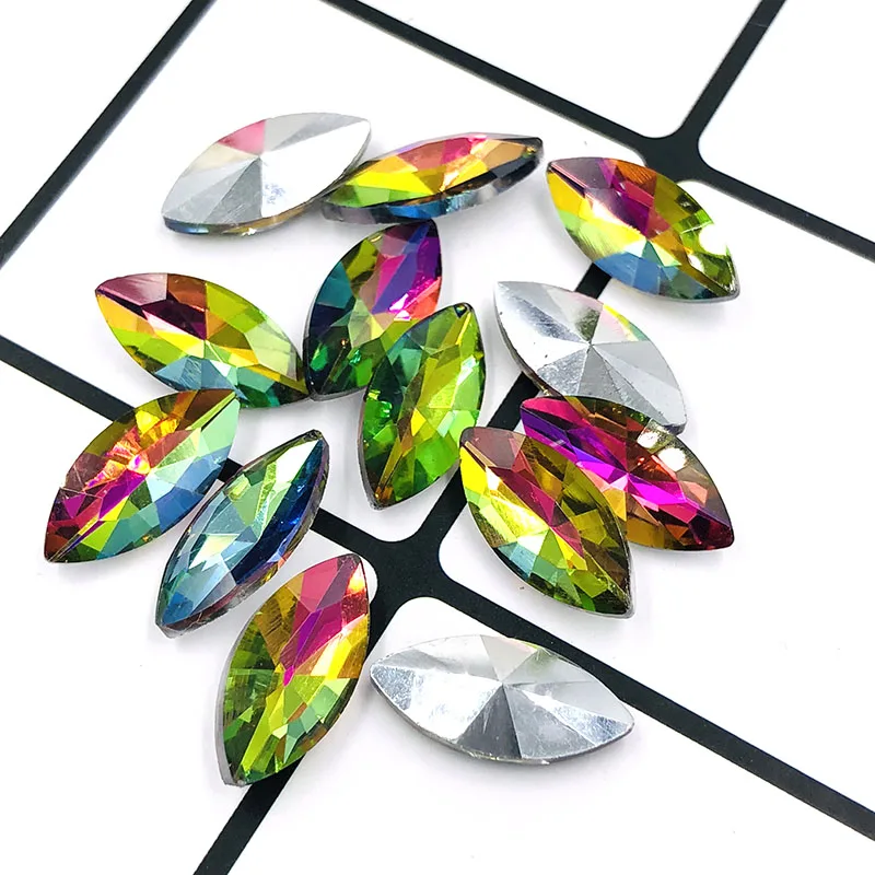 Новый горячий Радужный лист формы pointback клей на с лошадью из стразов стекло для