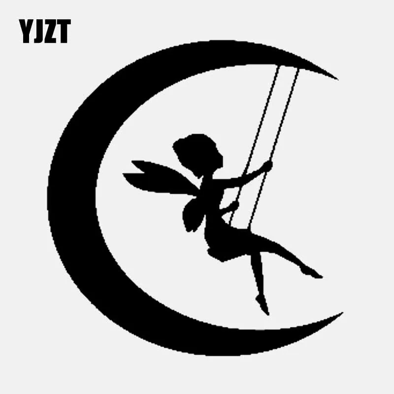 

YJZT 13.8CM*14.7CM Vinyl Personalised Butterfly Fairy Car Sticker Decal Black/Silver C24-0117