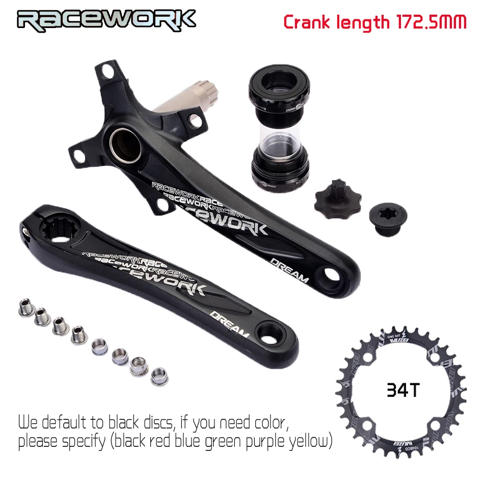 Fahrrad kurbel kettenblatt 104BCD MTB велосипед Kurbel алюминиевый Legierung Mit Boden Kurbel 170 мм platte rot 32 T 34 T 36 T 38 T - Цвет: 172.5 and 34T