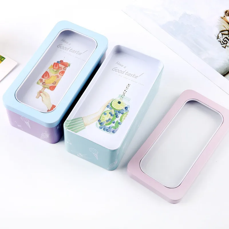 Жестяная тарелка летнее мороженое фрукты большое окно двухслойный пенал милые