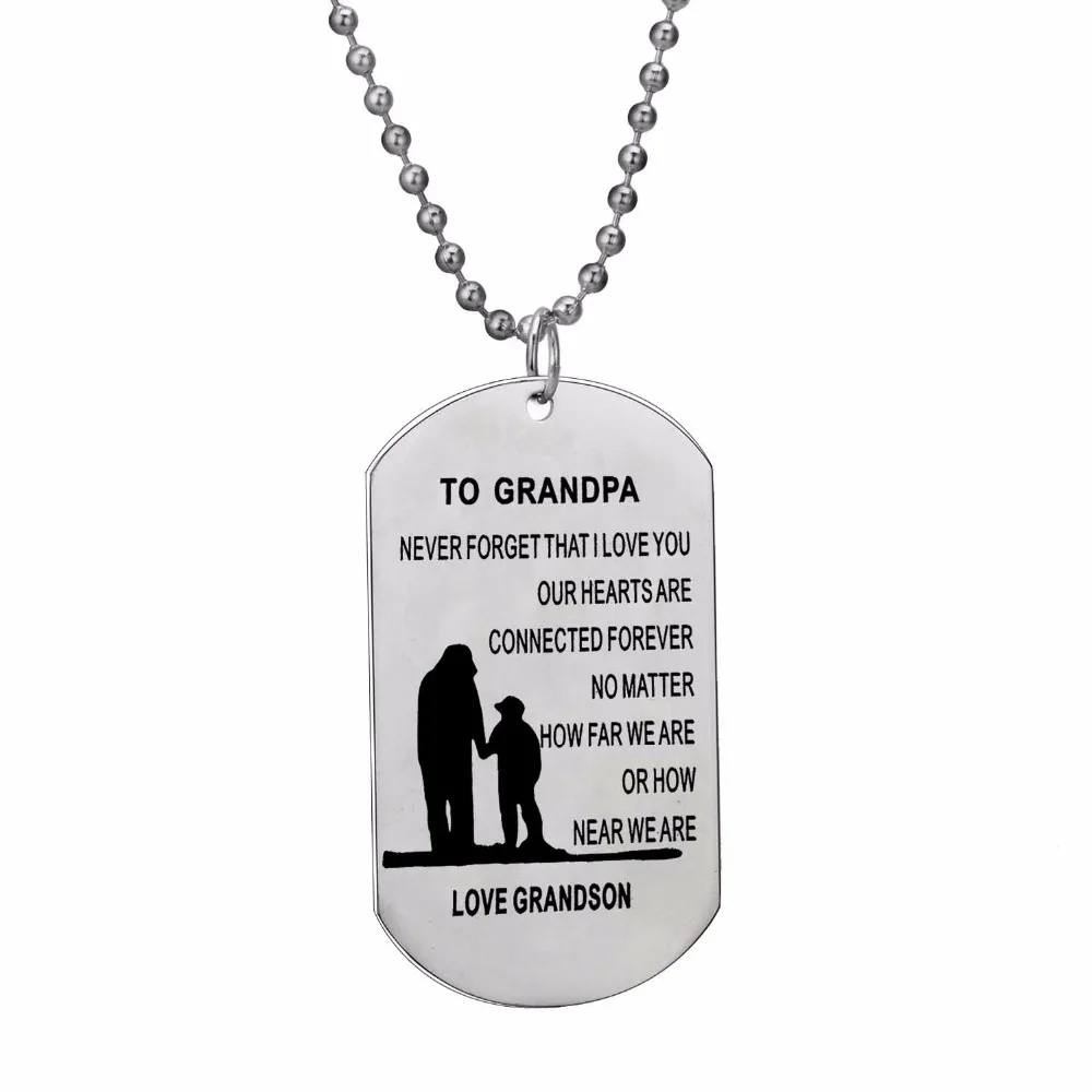 12 шт./лот очарование Dog Tag Нержавеющая сталь подвеску к дедушка Love внука бусины