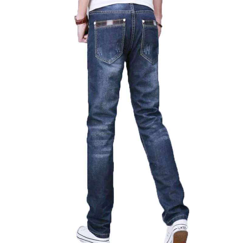 Джинсы мужские прямые стрейчевые тонкие брюки из денима Повседневные
