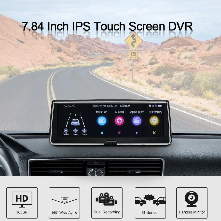 Видеорегистратор TOPSOURCE Автомобильный регистратор Full HD 1080P IPS сенсорный экран