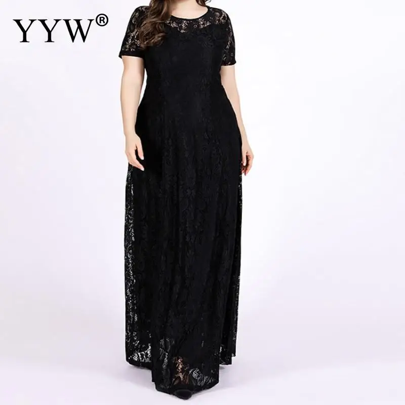 Женское вечернее платье с коротким рукавом длинное кружевное свадебное большого