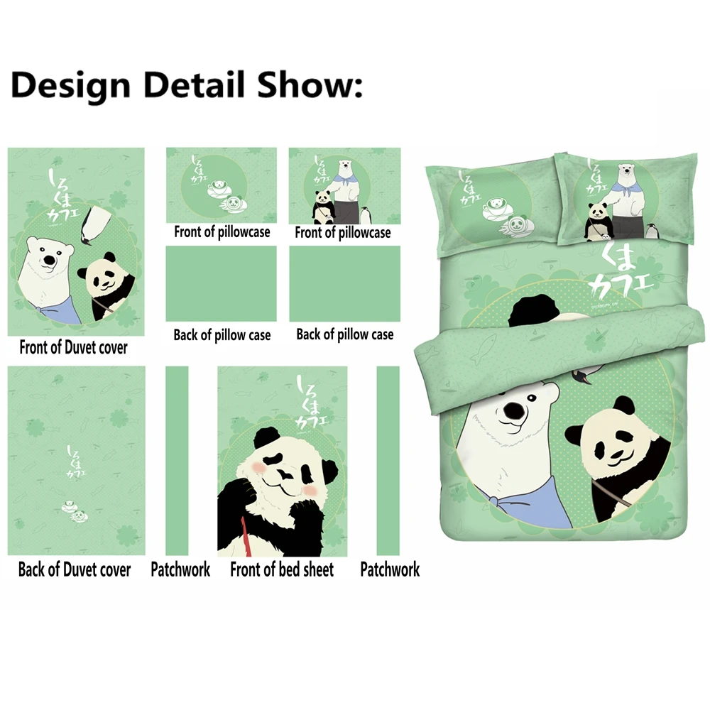 Комплект постельного белья с рисунком аниме JK Shirokuma Cafe панда белый медведь