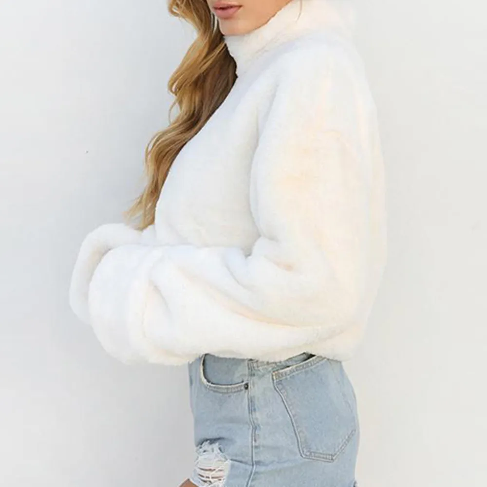 2018 Winter New Fashion Women Sweater Warm vintage white Long Sleeve High Neck Pullover Vintage White dropshipping | Женская одежда
