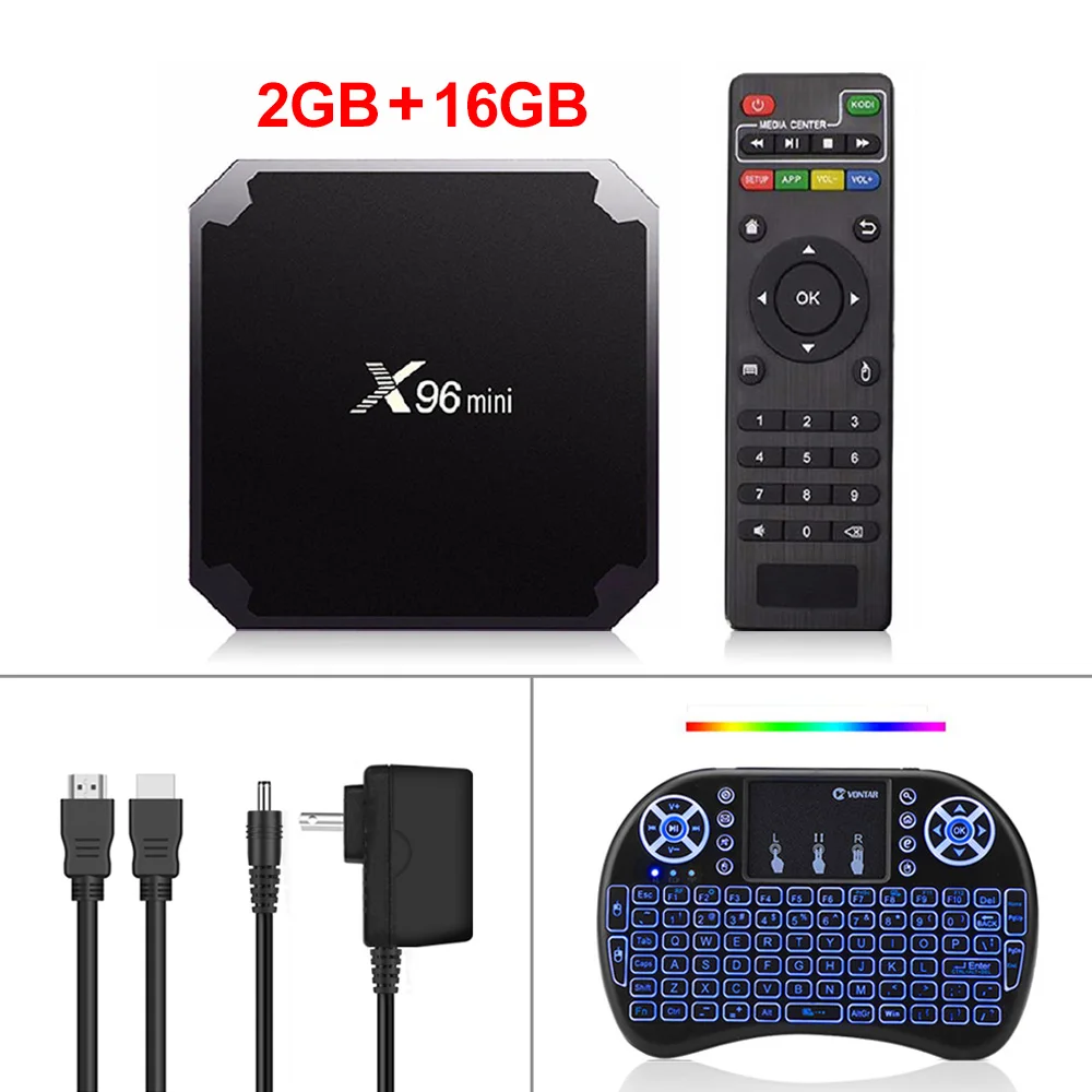 X96 мини X96mini Android 7,1 Смарт ТВ приставка 2 ГБ/16 ГБ ТВ приставка X 96 мини Amlogic S905W H.265 4K 2,4 ГГц WiFi медиаплеер телеприставка - Цвет: 2G16G add backlit i8