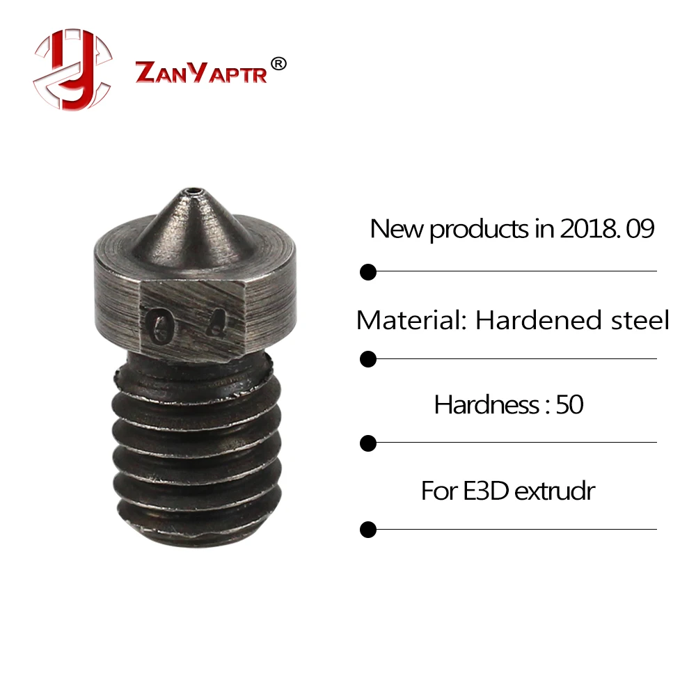 

5Pcs 3D Printer Parts Hardened Steel Die Steel Nozzle J-Head Extruder For 0.4/0.6/0.8/1.0/1.2/1.5mm for 1.75mm For 3D V6 & V5