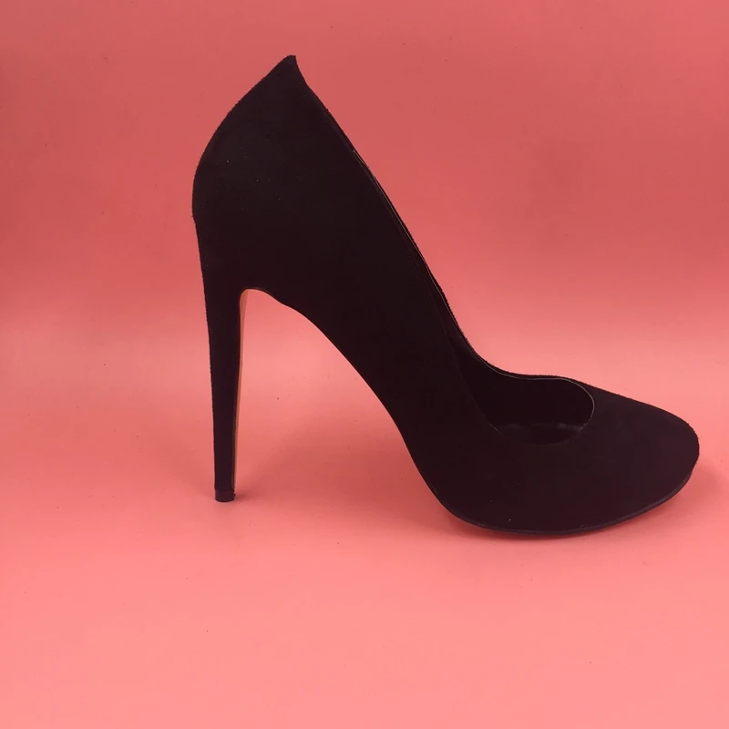 Круглый Носок Черные Туфли Женщины Zapatos Де Mujer Размер 12 Женские Каблуки Плюс