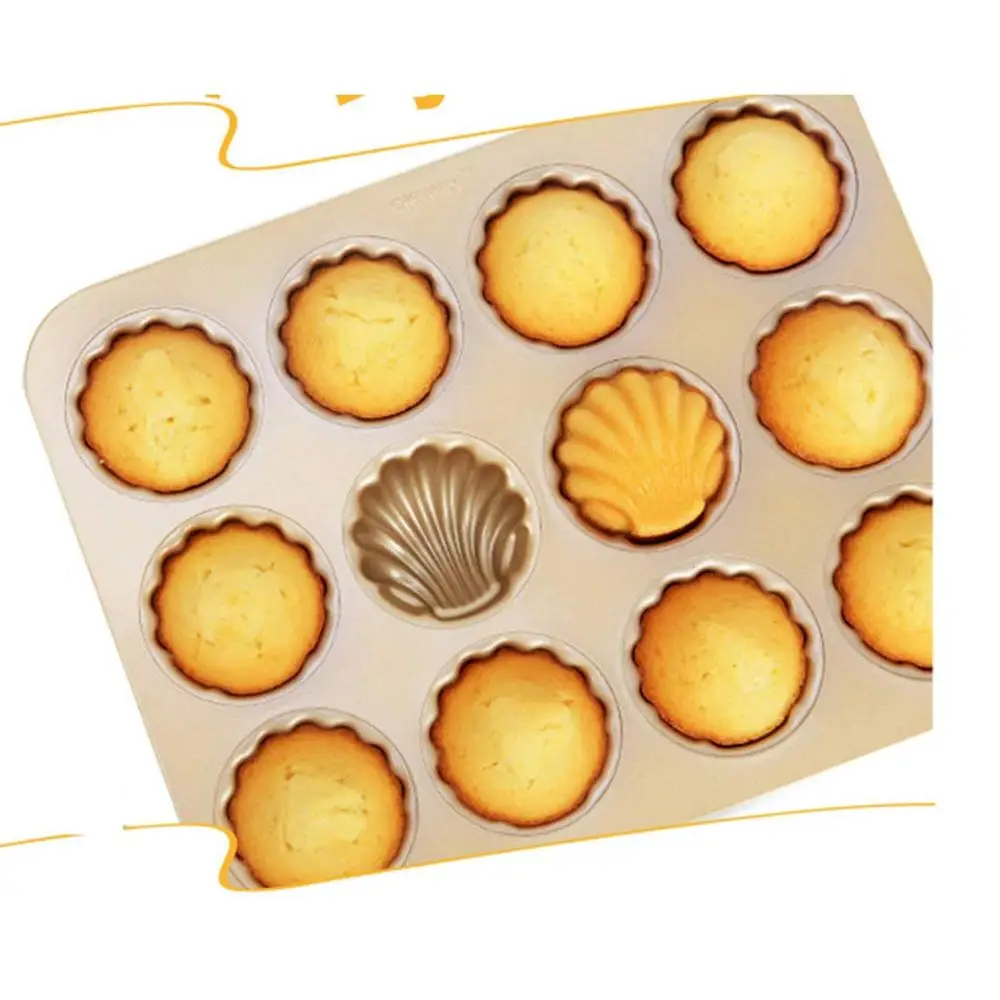 12 Cavity Financier Madeleine Seashell Shaped Baking Pan Nonstick Cake Mold Kitchen Biscuit Bakeware