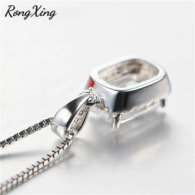 RongXing серебро цвет белый/розовый/фиолетовый/желтый циркон кулон ожерелье для