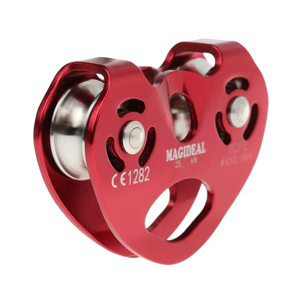 

25KN Zip Line Cable Trolley Fast Speed Pulley For 8-13mm Rope Screw Locking Carabiner For Hauling Climbing
