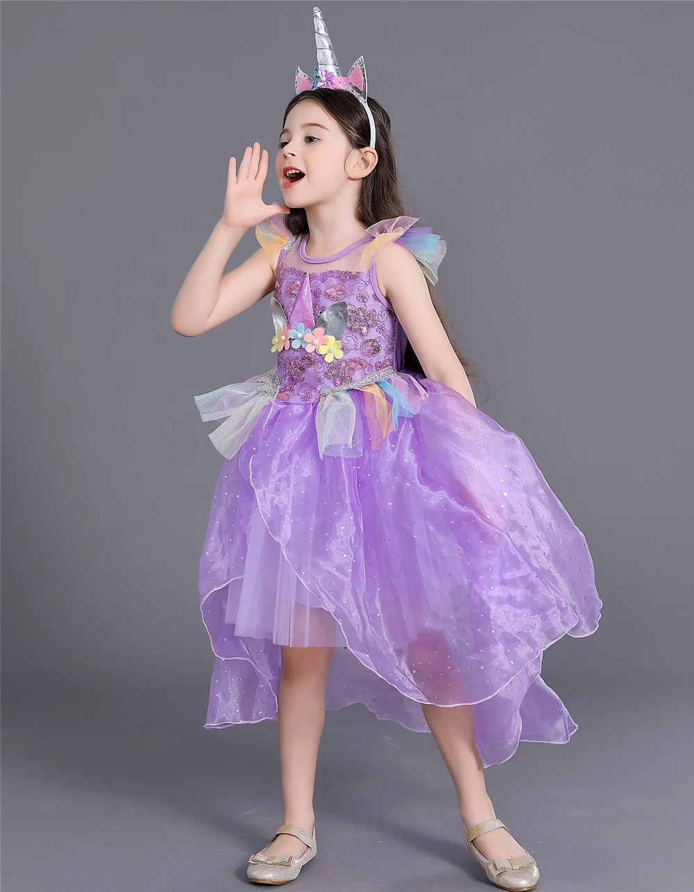 Детское платье с цветочным принтом и единорогом для дня рождения костюм девочек