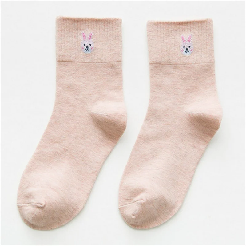 Pink Rabbit Новая женская утепленная мягкая на осень-зиму носки, японский стиль мультфильм мелких животных носки без пятки Красивые куртки с принтом в виде медведя, коврик для мыши с лисьим и кроличьим sokken - Цвет: Pink Rabbit
