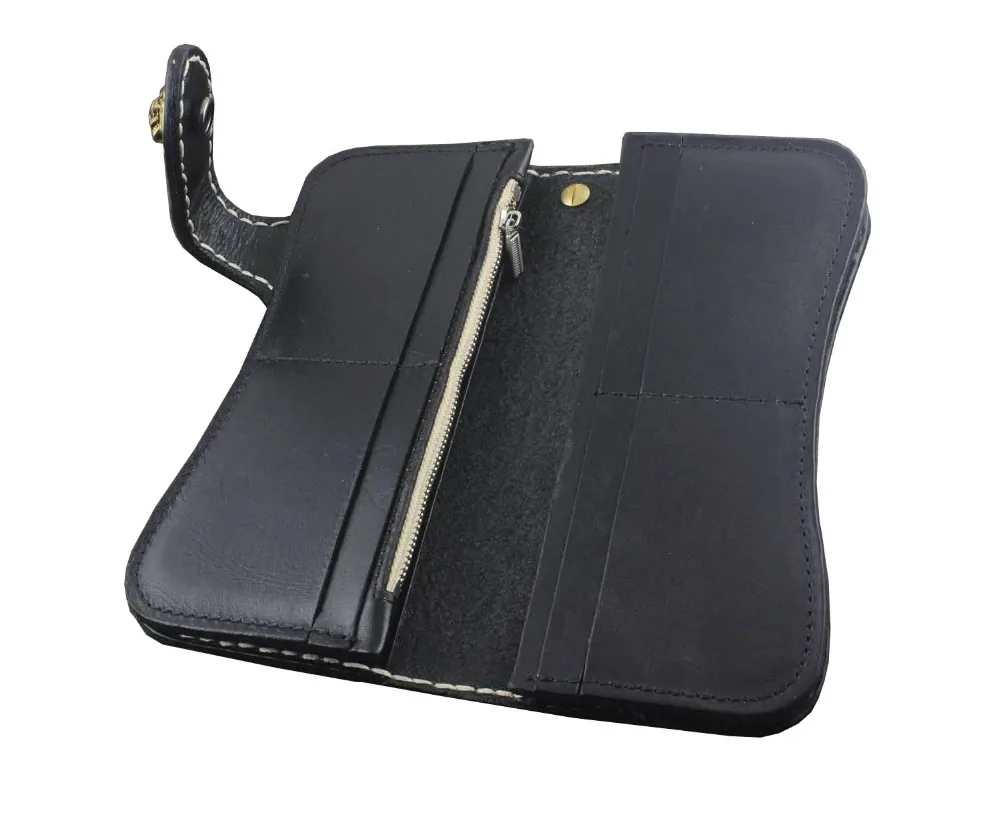 Винтажный байкерский кошелек с драконом из резной кожи татуировкой и длинной