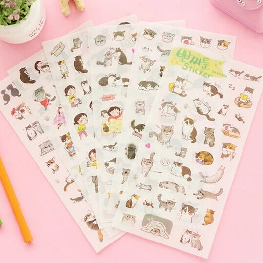 6 шт./упак. оптовая продажа милый кот Прозрачный задний фон дневник декоративные