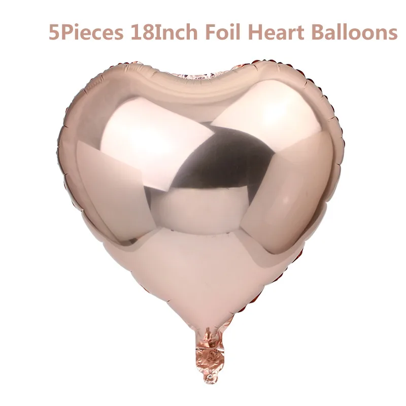 HUADODO Rose Gold Air Balloon Star Heart Foil Balloons for Wedding Party Decor Happy Birthday Decorations Baby Shower - Цвет: 5pcs Heart