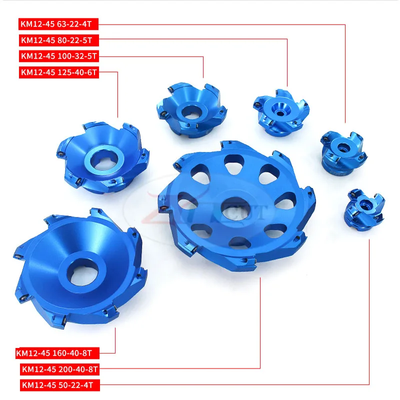 

KM12-50/63/80/125/160/200mm 45 degree Ultra-light Aluminum alloy cutter head for SEHT1204 Flat High Gloss Finishing Tool Disk