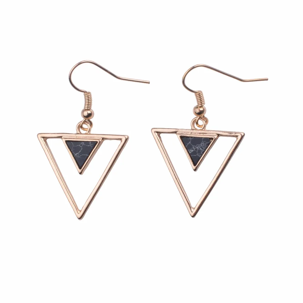 

Fashion Jewelry 925 Sterling Earrings Black Square Hollow Triangle For Women