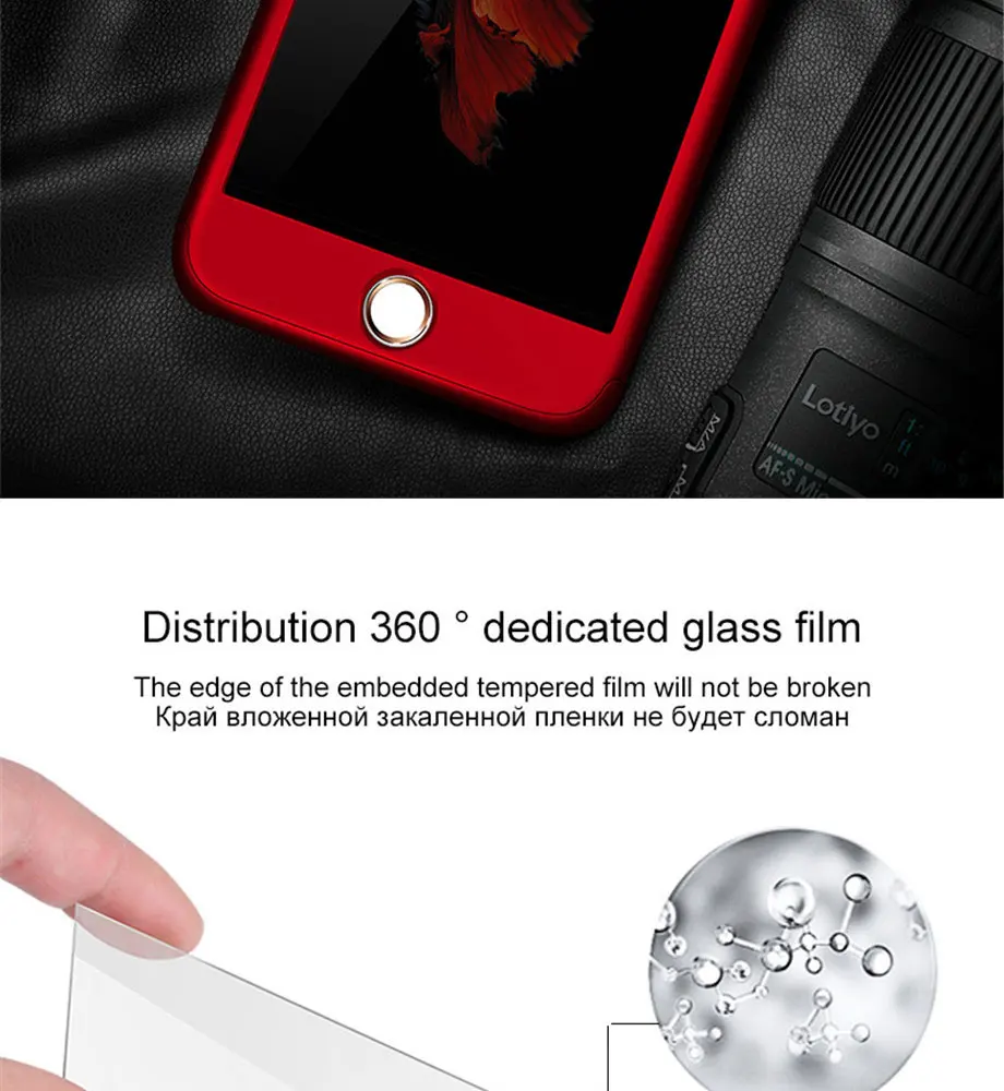 Чехол Gold Orchid 360 для iPhone 6, 6s, 7 Plus, чехол, ударопрочный, полная защита, закаленное стекло для iPhone 5, 5S, 8, 8 Plus, X