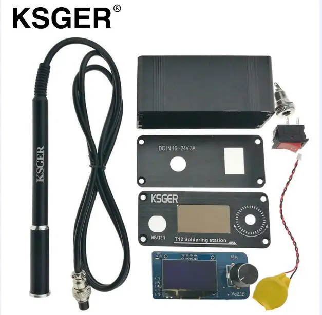 SET 3 KSGER V2.1S STM32 OLED T12 цифровой DIY контроллер паяльной станции 9501 из сплава нержавеющей стали железная ручка электрического паяльника - Цвет: SET 3