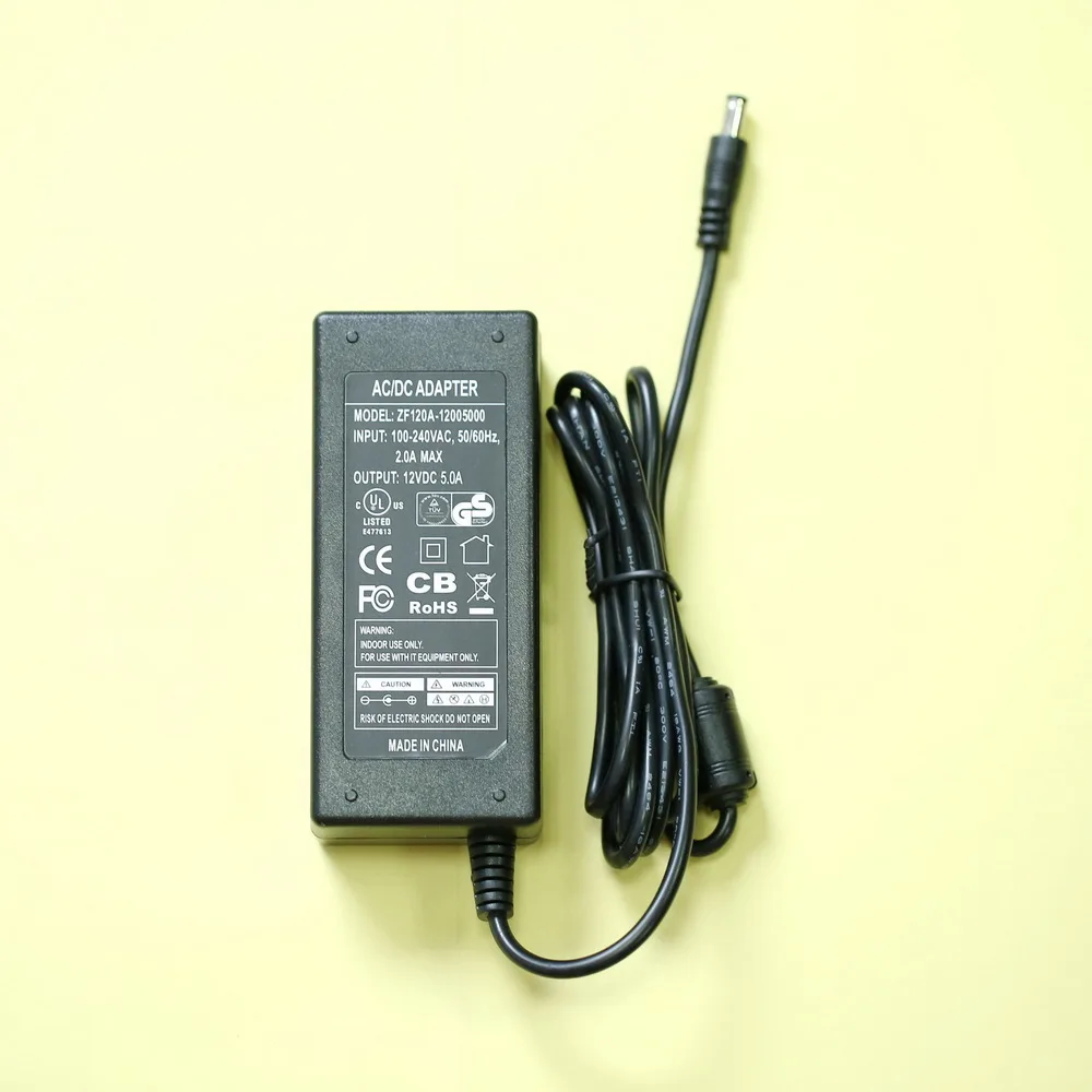 100 шт./лот 12V5A 60 Вт настольный адаптер питания UL CUL GS CE SAA KC CB ROHS Сертифицированный