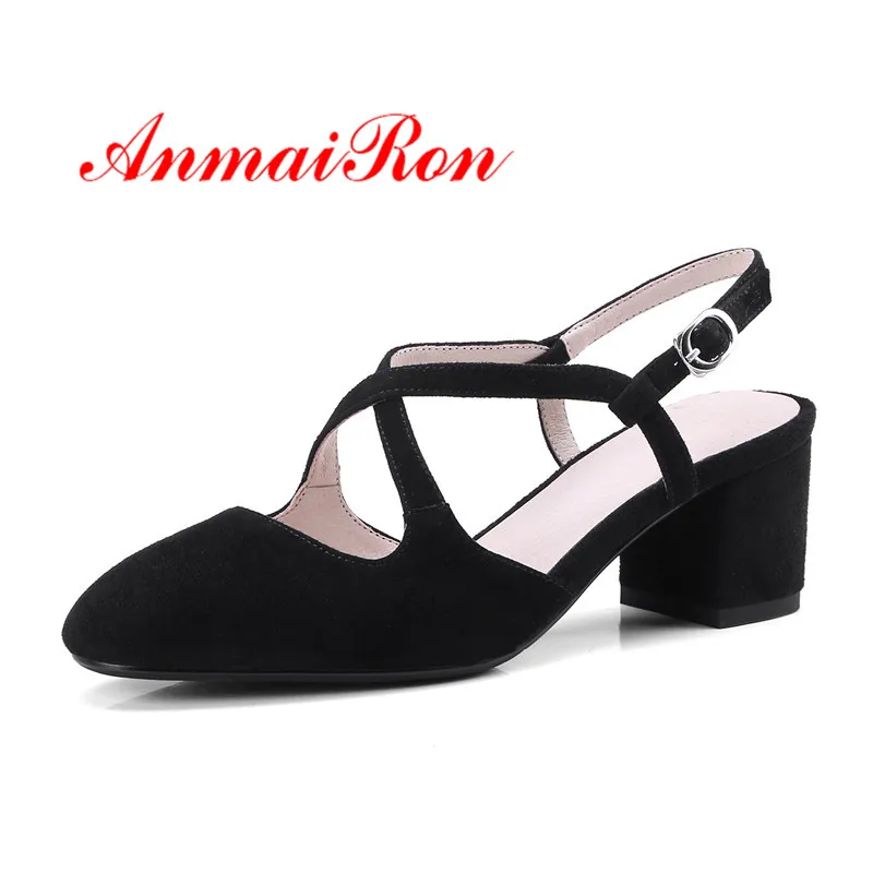 ANMAIRON Kid Suede Slip on Round Toe Woman Fashion Shoes Buckle Spring Autumn High Quality Cool Ladies Sheos Black Purple Brown|slip on|slip