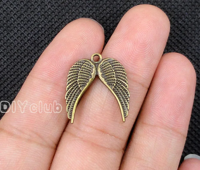 

80pcs-Antique Bronze Angel Wing Charms Pendant 21x19mm