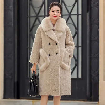 Фото TINTEEN Новый 2018 натуральный мех пальто Для женщин ягненка лайнер длиной 100% TINTEEN Новый 2018 натуральный мех пальто Для женщин ягненка лайнер длиной 100%