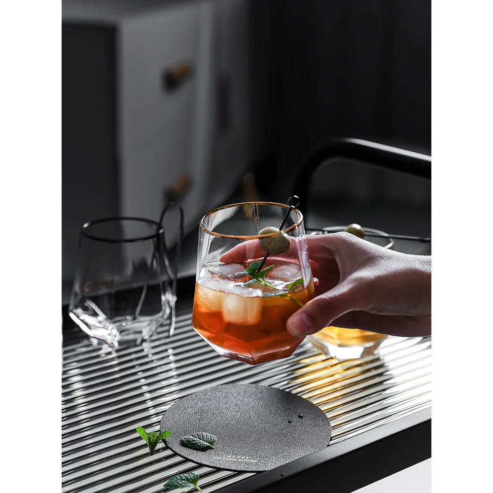 Стеклянная кружка с оправой золотого и серебряного цвета в японском стиле