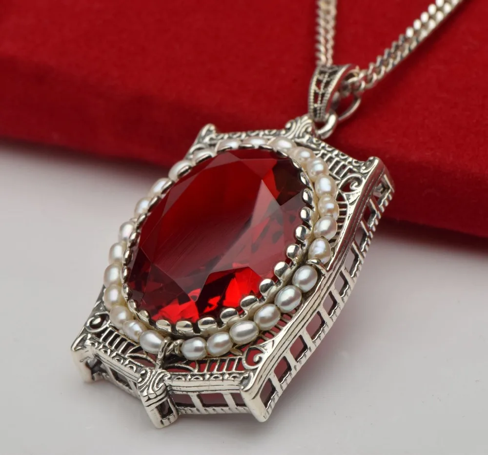 Free shipping to buy 2015 new product promotion classic antique ruby sterling silver jewelry natural pearl * women's pendant | Украшения