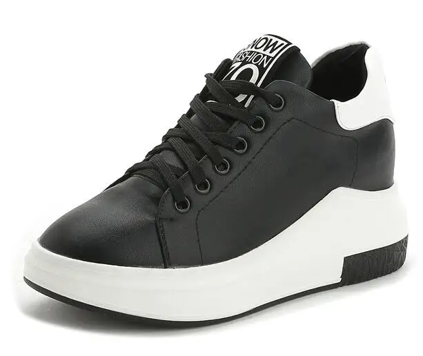 Белые женские туфли на плоской платформе обувь увеличивающая рост кожаные