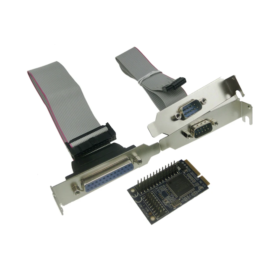 Combo 2 Serial + 1 Parallel mini PCIe Controller card for ITX mPCIe to RS232 com printer LPT port adapter PCMM2S1P | Компьютеры и офис