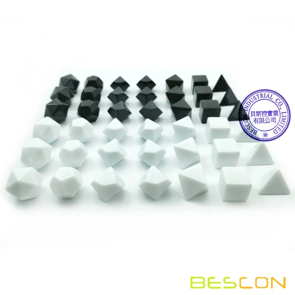 Bescon пустой многогранный набор костей для ролевых игр 42 шт. набор для художников, сплошной черный и белый цвета в комплекте 7, 3 комплекта для каждого цвета