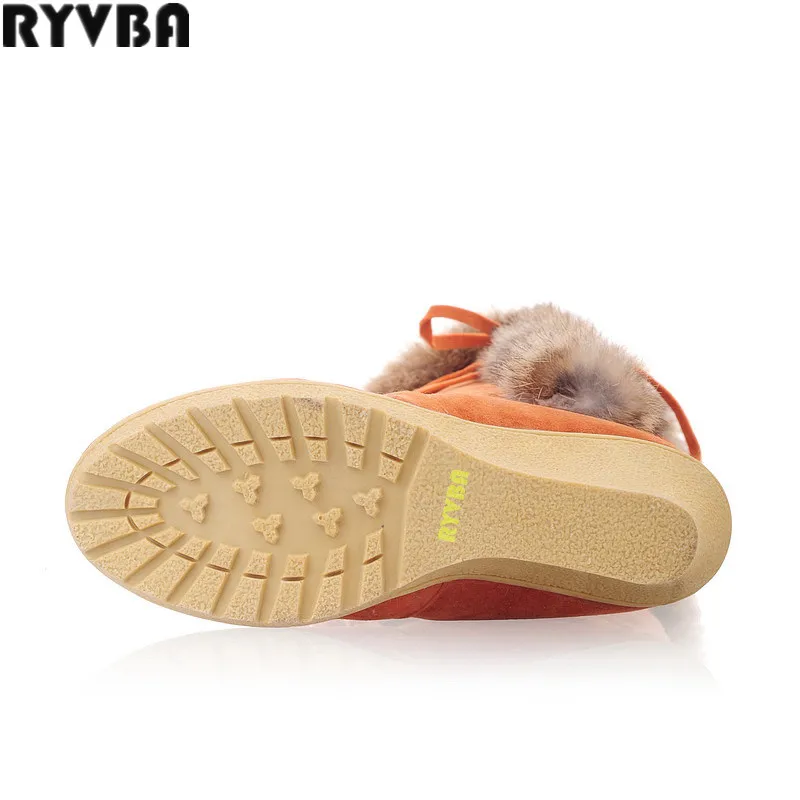 Женские сапоги до колена из нубука RYVBA зимние с кисточками на плоской подошве