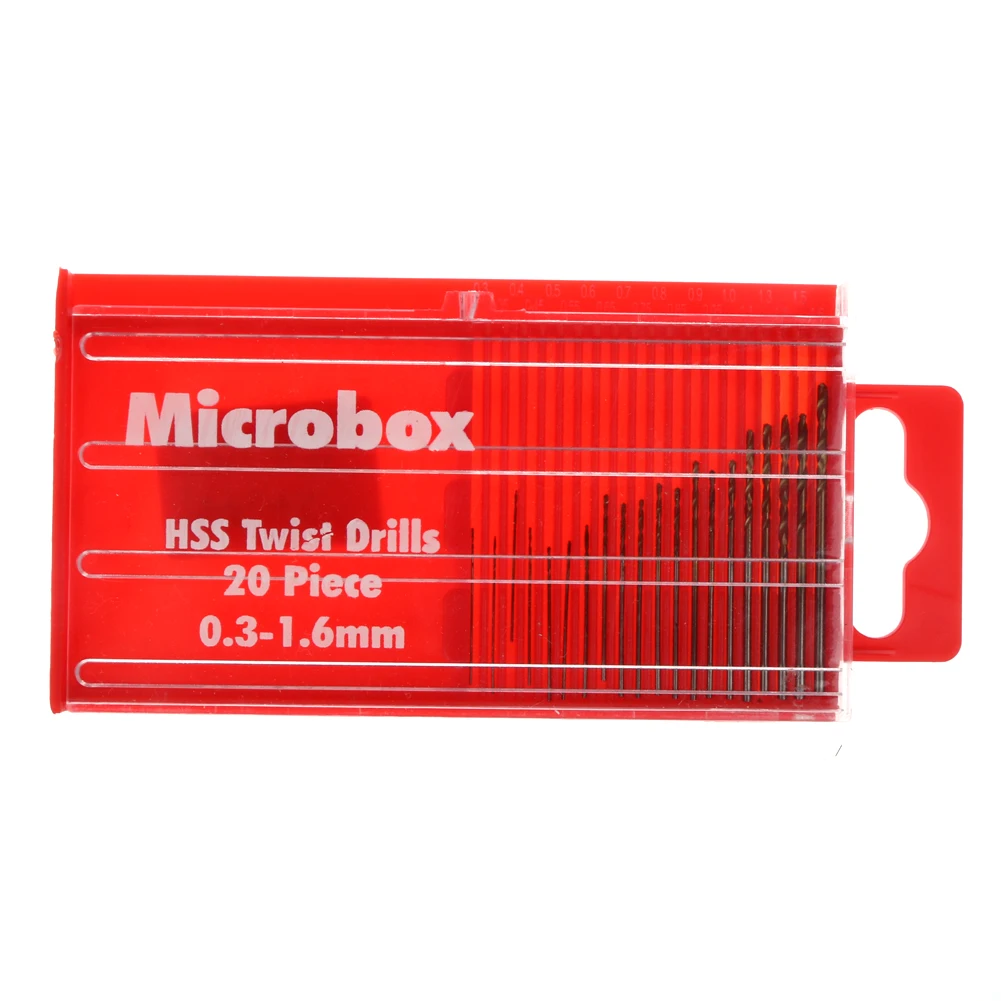 

20 pcs Mini HSS High Speed Steel Micro Twist Drill Bit Set 0.3mm-1.6mm Power Tools Model Craft With Case Repair Parts