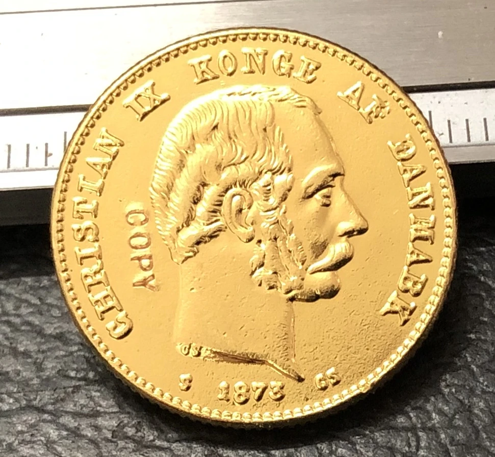 1873 Дания 20 крон Кристиан IX 22K позолоченная копия монеты|coin coins|coin goldcoin copy |