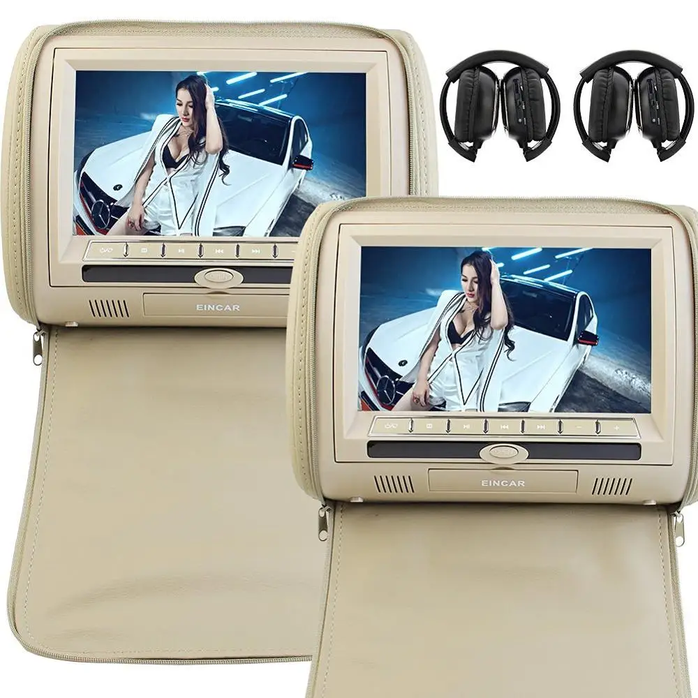 Серый 2x9 &quotцифровой экран на молнии автомобильный подголовник dvd плеер USB FM