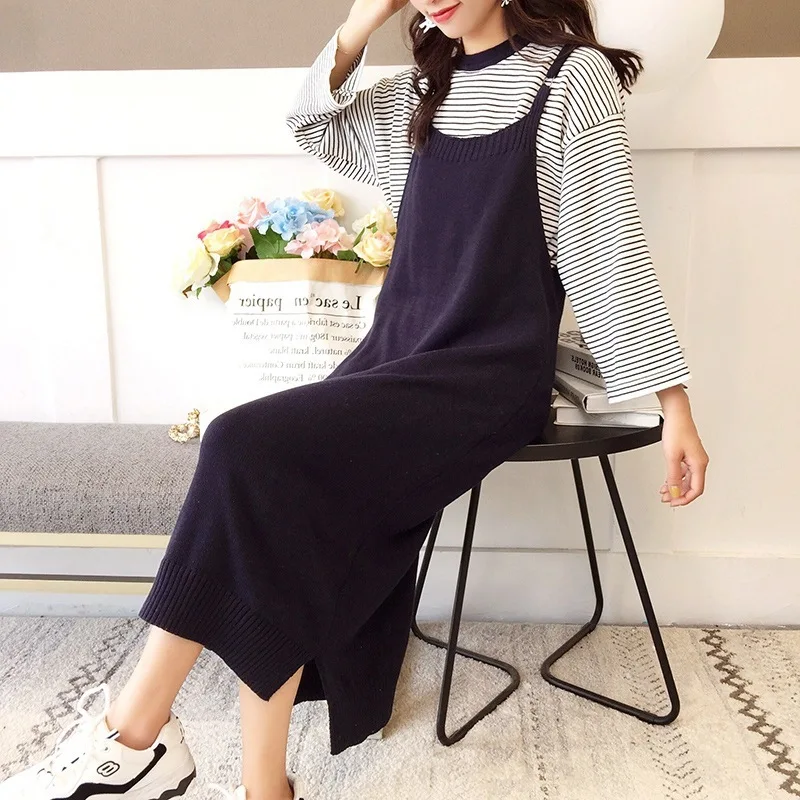 2018 Новое поступление Для женщин осенняя одежда комплект Вязание Полосатый