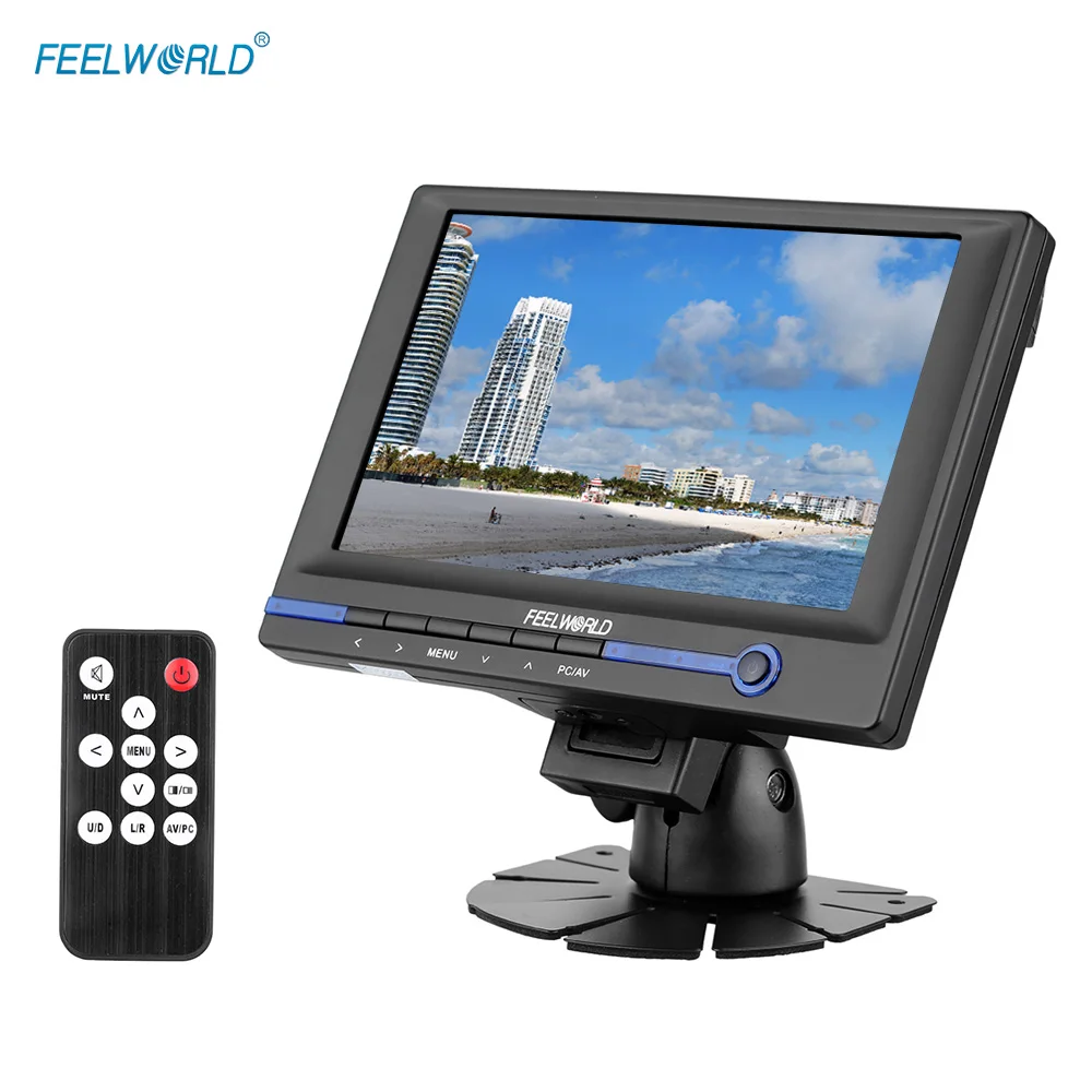 

ЖК-монитор FEELWORLD FW639AH, 7 дюймов, TFT, HD, с HDMI, VGA, AV-входом, автомобильный адаптер, пульт дистанционного управления, солнцезащитный козырек