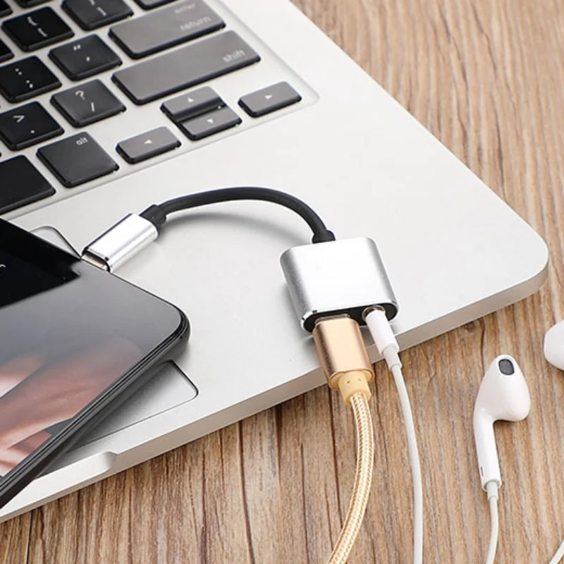 Адаптер с разъемом для наушников типа C на 3 5 мм 2 в 1 USB аудио кабель конвертер