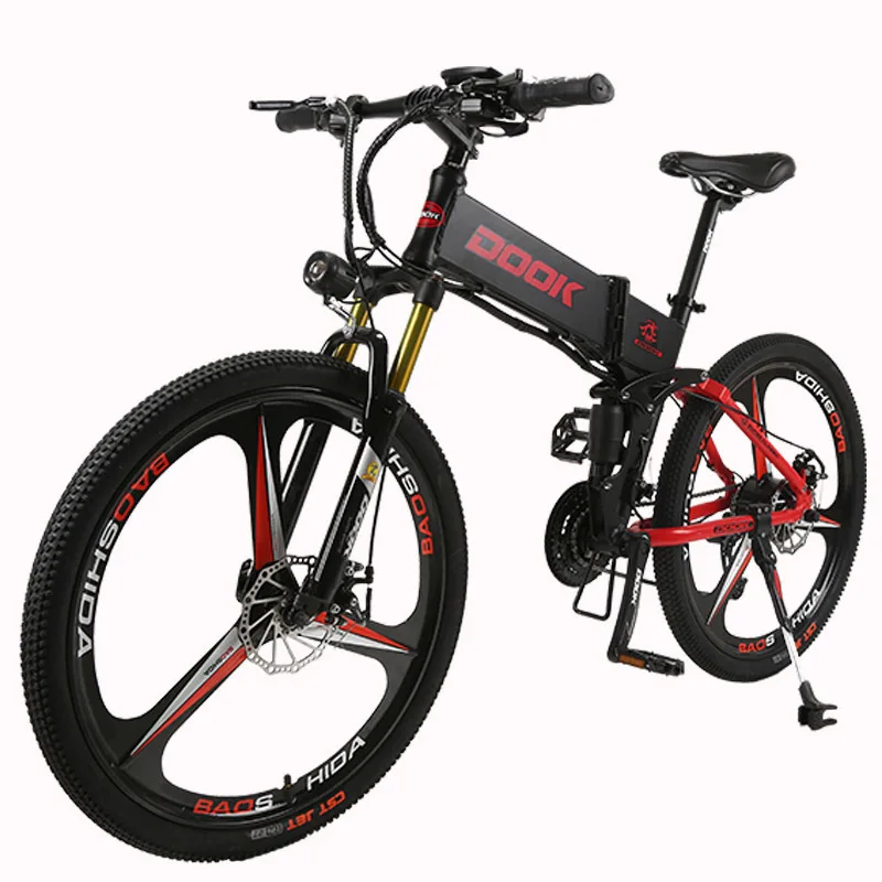 

Dook, Dook Electric Mountain Bike Full Suspension Aluminum Frame Folding 27 Speed Shimano Altus Mechanical 26 "wheel