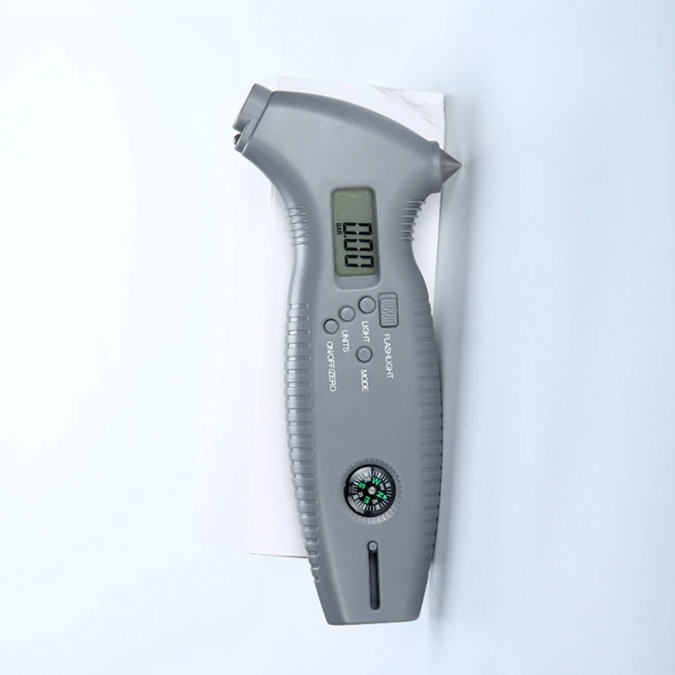 8in1 Digital LCD Car Tire Gauge Meter Portable Car Tire Tread Depth Safe Hammer Emergency Lighting Pressure Relief Valve Compass