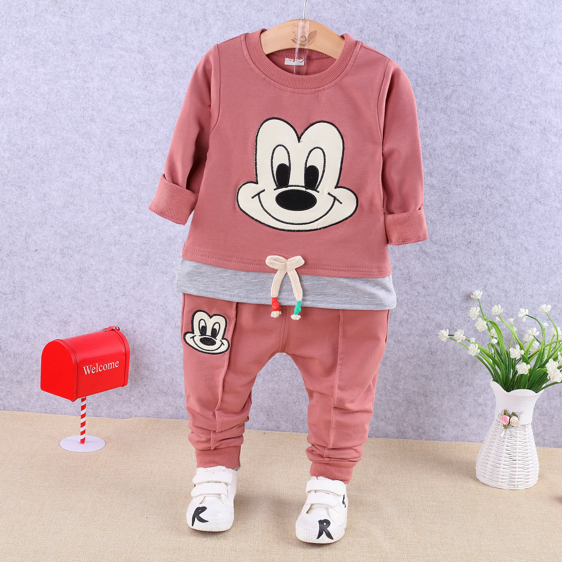 Осенняя одежда с длинными рукавами для малышей хлопковый комплект из двух