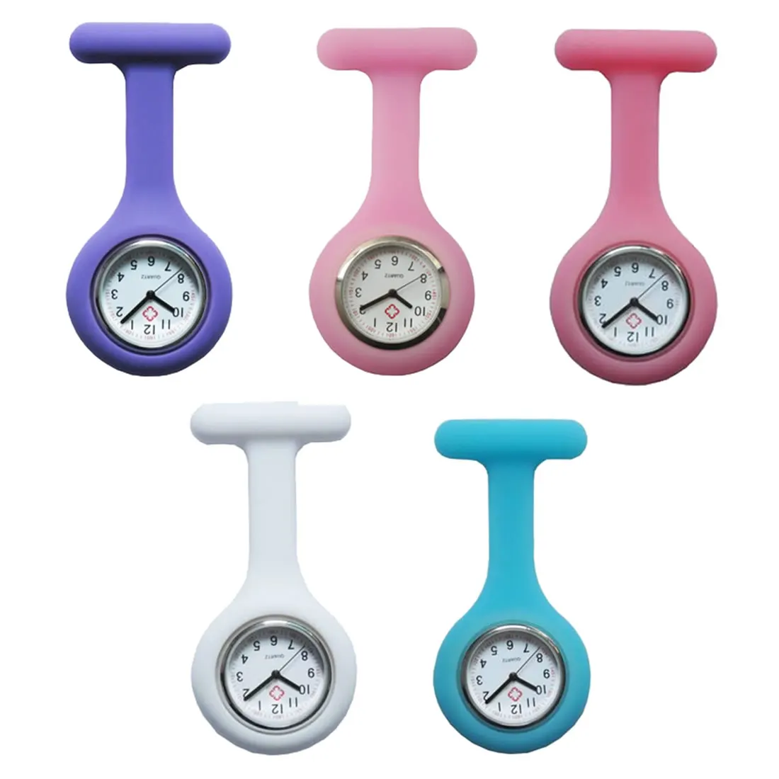 5PCs/Lot Pocket Watch Clip-On Fob Quartz Brooch Hanging Rubber Silicone Nurse Watch Fashion Casual Men Women Relogio Feminino